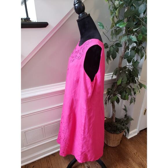 Appraisal Dress Women 20W Pink Sleeveless Embroidered Cutout Sheath Lined Boho - Picture 4 of 13